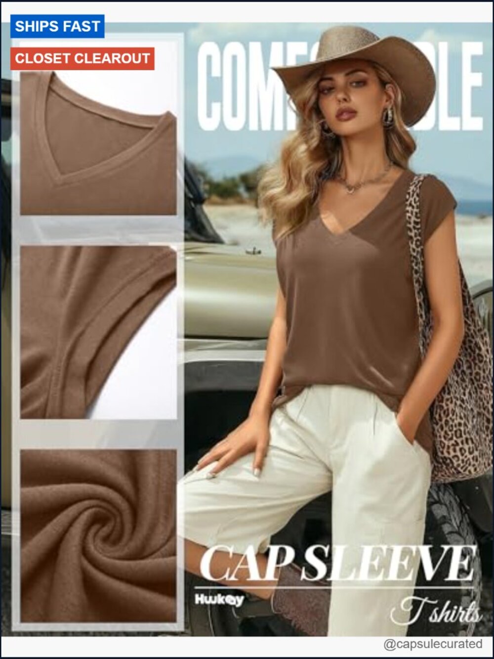 3 Pack Women's V Neck Cap Sleeve T Shirts Loose Fit Summer Tees - Picture 4 of 7